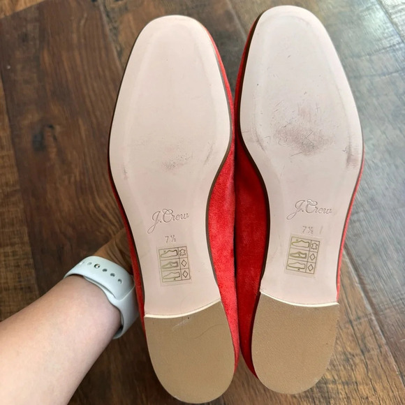 J.Crew Smoking Suede Slippers Reddish Orange Flats size 7 1/2 - Picture 8 of 11